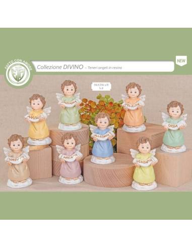 Bomboniere sacre statuine angioletti in resina misti Collezione Divino