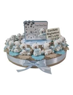 Torta bomboniera orsetti cuore Battesimo nascita sogni gioia amore