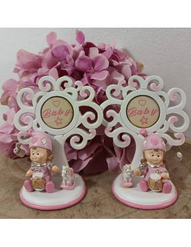 Torta bomboniere Battesimo bimba portafoto biberon rosa| Sindy Bomboniere