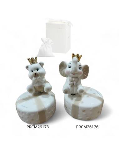 Harmony bomboniere Comunione carillon in porcellana animali corone dorate