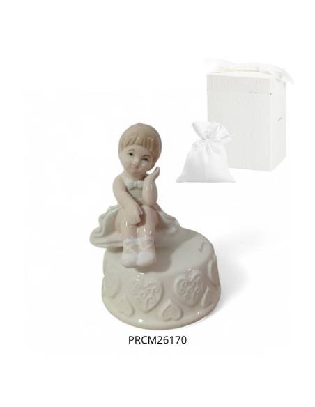 Bomboniere Comunione carillon bimba ballerina in porcellana lucida