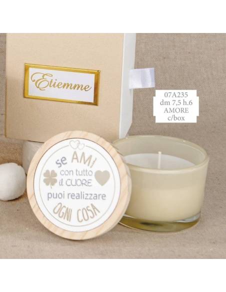 Bomboniere per Matrimonio candele profumate tappo con frase Collezione Sfavilla