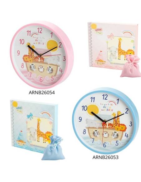 Harmony bomboniere Nascita Battesimo orologio tema savana con frase