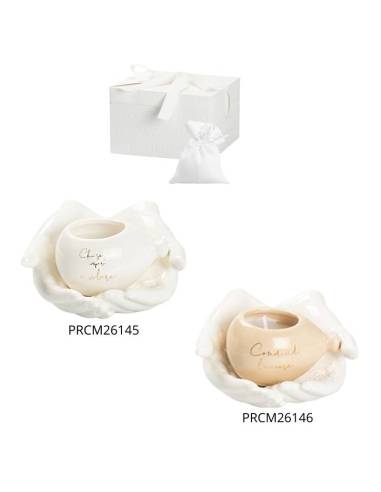 Harmony bomboniere Matrimonio mani in porcellana palloncini candele profumate