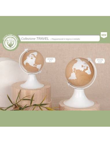 Bomboniere tema viaggio mappamondo in legno e metallo Collezione Travel