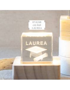 Bomboniere per Laurea cubi lampada led in cristallo Collezione Lampo