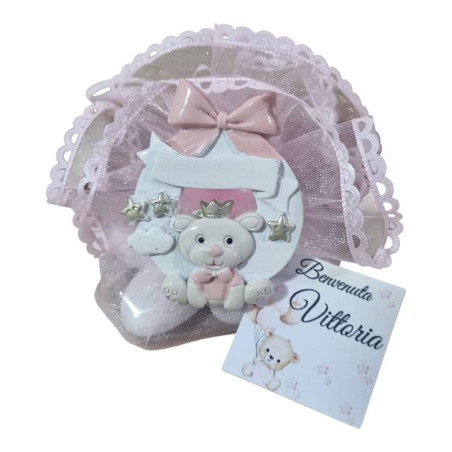 Sacchetti portaconfetti Nascita calamite orsetto stelline e nuvole con tag personalizzato