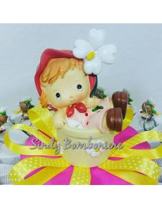 TORTA BOMBONIERA portachiavi bambina fiore NASCITA BATTESIMO COMPLEANNO COMUNIONE 2