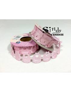 BOMBONIERE NASTRINO NASCITA BAVETTE ROSA BAMBINA 2012106