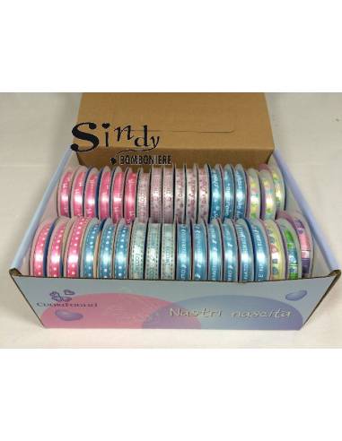 BOMBONIERE NASTRINO NASCITA BAVETTE AZZURRO BAMBINO BAMBINA ASSORTIMENTO XBABY-01