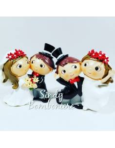 FAI DA TE BOMBONIERA MATRIMONIO sposi da appoggio centrale topper per TORTE bomboniere con bouchet fiori