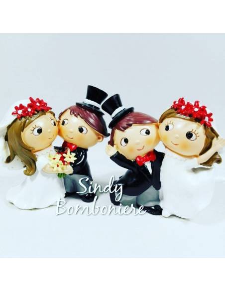 FAI DA TE BOMBONIERA MATRIMONIO sposi da appoggio centrale topper per TORTE bomboniere con bouchet fiori