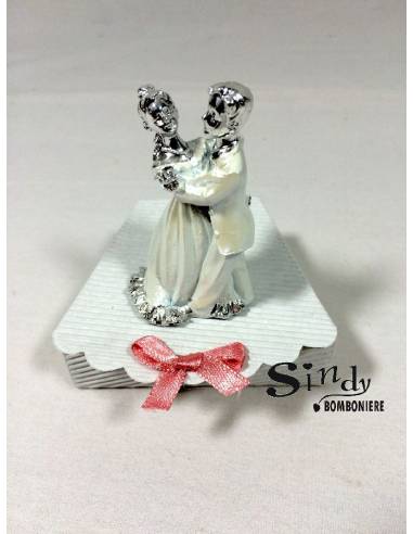 TORTA BOMBONIERE 48 pz. Sposi ARGENTO PROMESSA CONFETTI E BIGLIETTINO