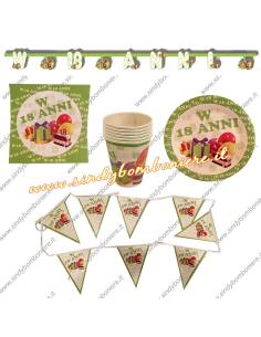 KIT 18 anni Coordinato PIATTI-BICCHIERI, Tovaglioli BANDIERINE FESTONE Diciottesimo Compleanno
