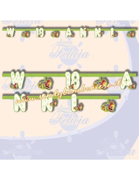 KIT 18 anni Coordinato PIATTI-BICCHIERI, Tovaglioli BANDIERINE FESTONE Diciottesimo Compleanno