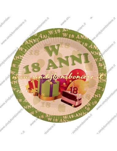 KIT 18 anni Coordinato PIATTI-BICCHIERI, Tovaglioli BANDIERINE FESTONE Diciottesimo Compleanno