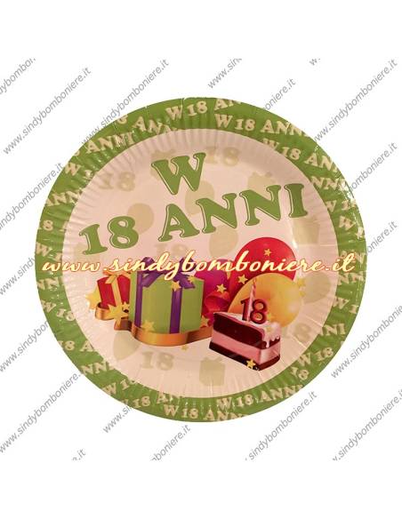 KIT 18 anni Coordinato PIATTI-BICCHIERI, Tovaglioli BANDIERINE FESTONE Diciottesimo Compleanno