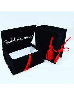 FAI DA TE bomboniere LIBRO velluto SCATOLINA NERO porta confetti LAUREA nappina rossa 