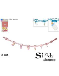 FESTONE STRISCIONE NASCITA BEBE' BAMBINO BAMBINA ROSA AZZURRO