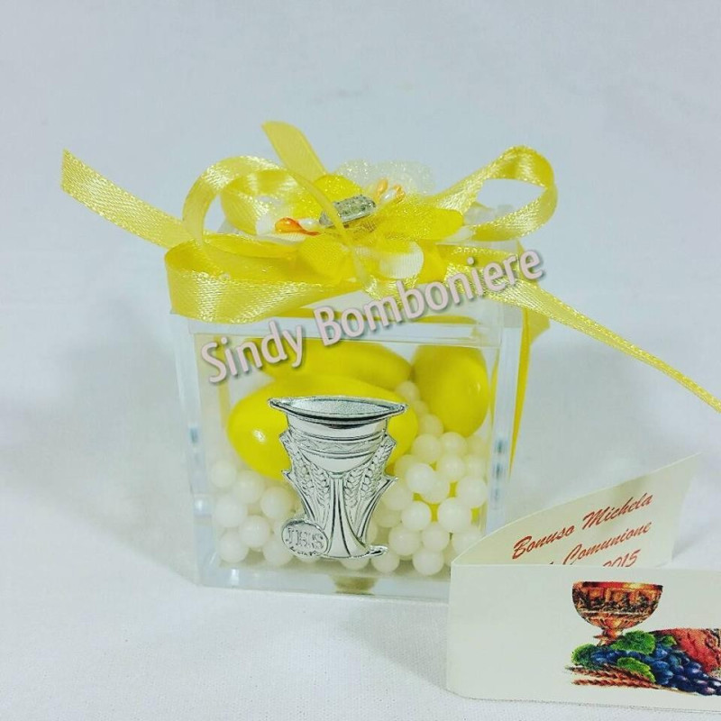 BOMBONIERA COMUNIONE CONFEZIONATA PLEXYGLAS CALICE