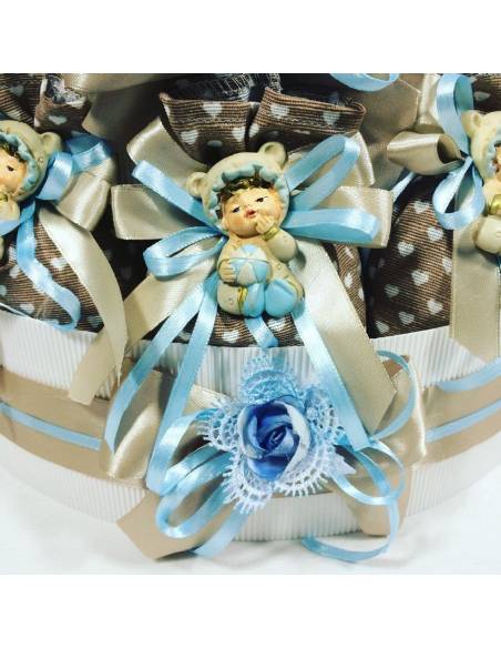 Sacchetti bomboniere Battesimo bimbo magnete