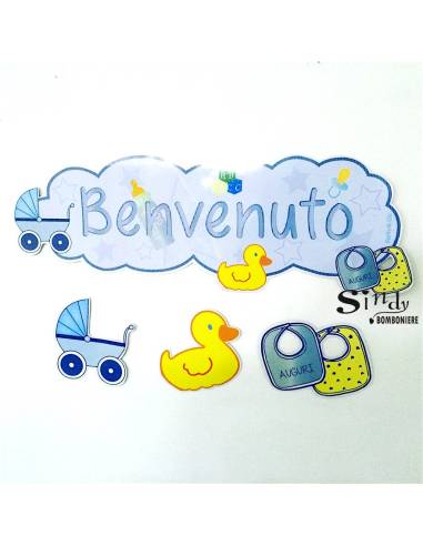 FESTONE "BENVENUTO" GHIRLANDA STRISCIONE ADDOBBO NASCITA BAMBINO