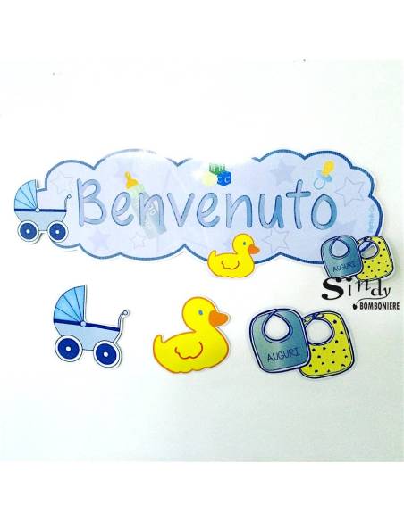 FESTONE "BENVENUTO" GHIRLANDA STRISCIONE ADDOBBO NASCITA BAMBINO